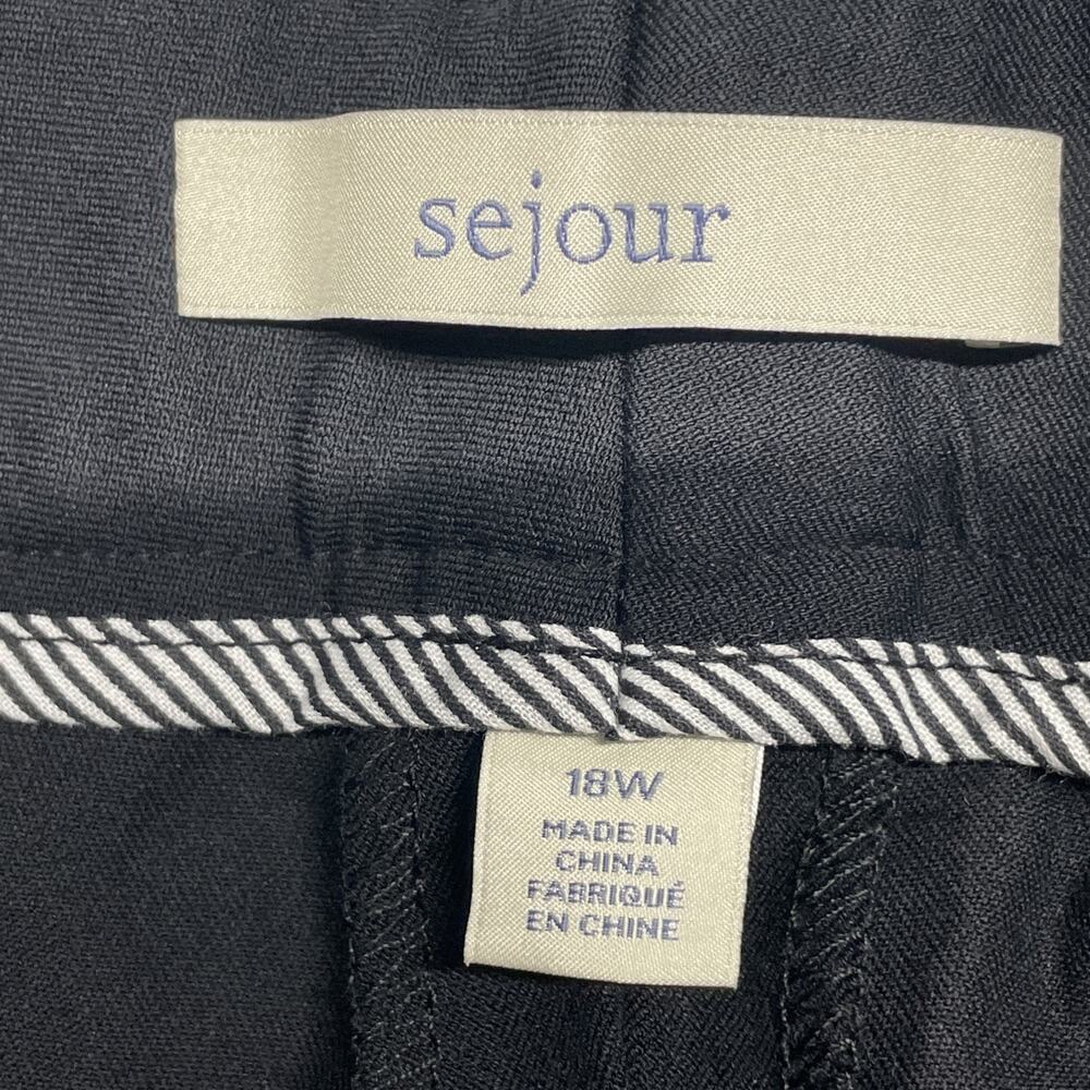 NWT Sejour Womens 18W Curvy Fit Pants Black Trousers High Rise Straight Stretch - Picture 7 of 12